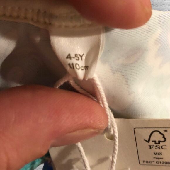 Mini Boden Girls Paisley Swim Top Frill Trim Blue Green NWT 4-5Y - Picture 4 of 4